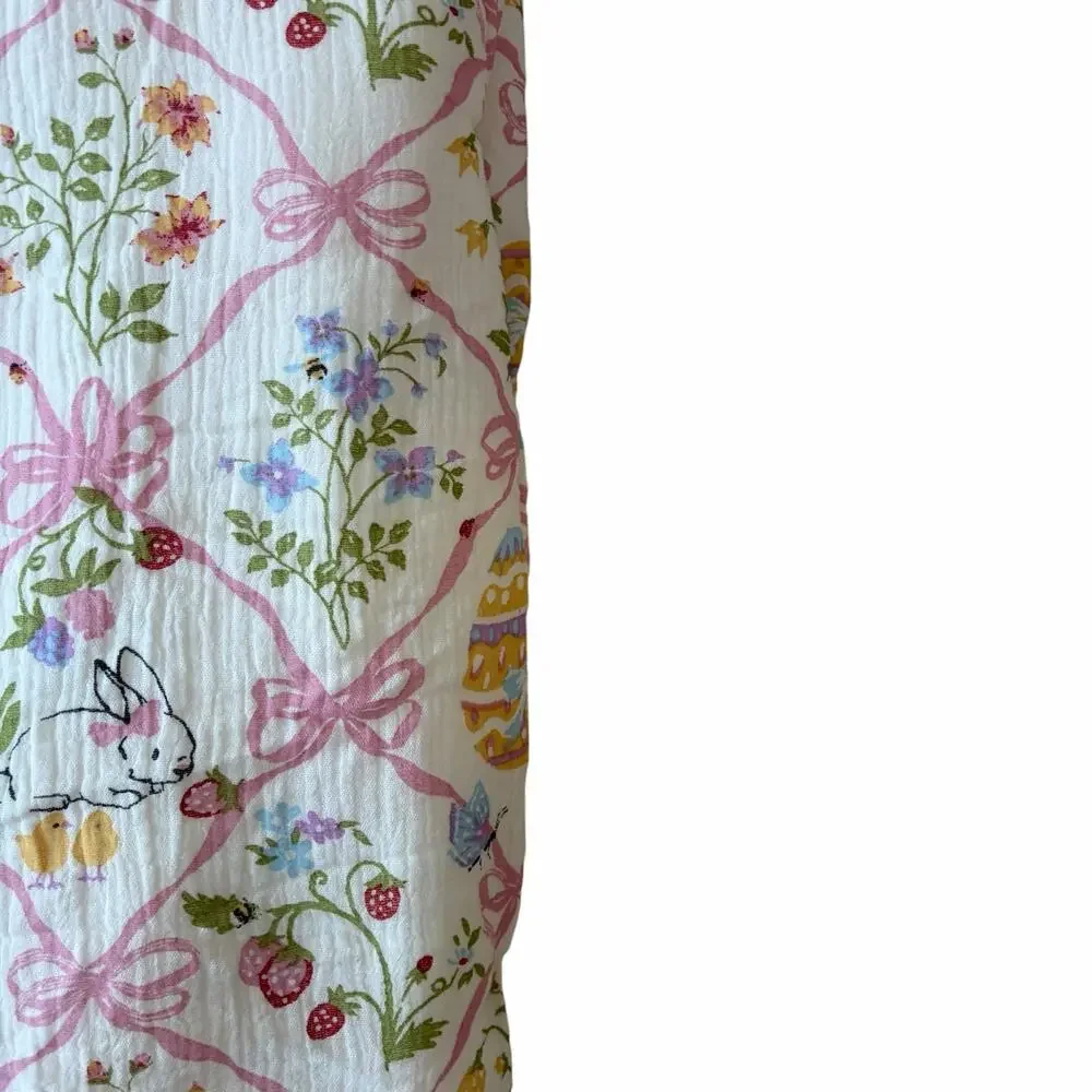 Envogue Reverse to Plush Dreamy Gauze Blanket 50x70 Easter Bunnies & Bows NEW